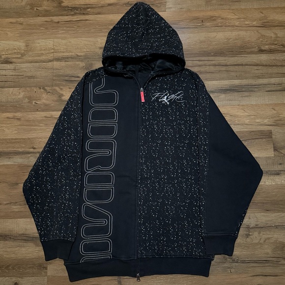 Y2K Air Jordan Flight Reversible Speckled Zip Up Hoodie Sweatshirt
